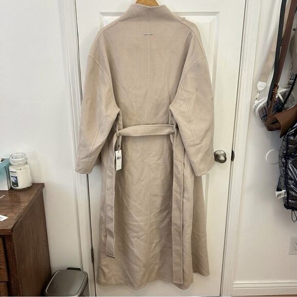 NWT $599 Calvin Klein 100% Wool Belted Long Line Wrap Winter Coat Size Large - Picture 6 of 15